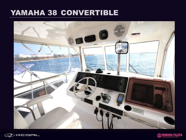 ヤマハ製　モーターボート ジョンソン60付 中古ボート 27ft以上 YAMAHA Y-38CONVERTIBLE入荷 ワンオーナー艇